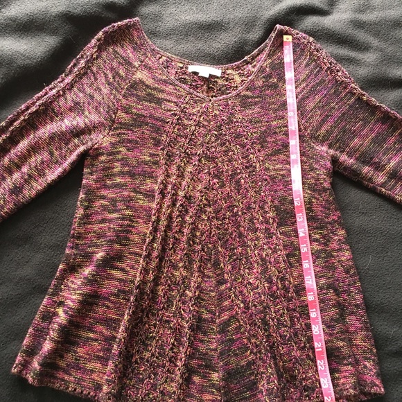 Maroon cableknit embellished sweater 3/4 sleeves - Picture 2 of 4